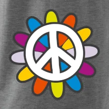 Peace symbol s kreslenou kvetinou