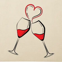 Víno je láska jednoduchý nákres