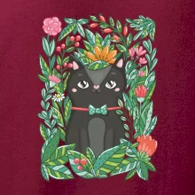 Mačka s kvetmi maľované