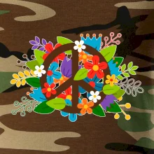 Peace symbol prerastený kvetinami