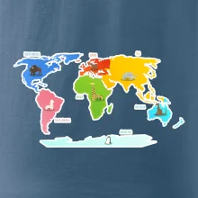 Svetové kontinenty s názvami a zvieratkami