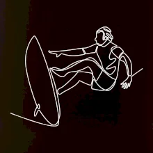 Surfer na vlne jedným ťahom