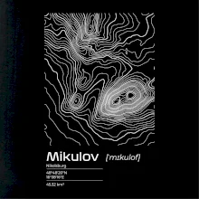 Mikulov - vrstevnice v obdĺžniku