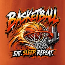 Basketbalový kôš s loptou eat sleep repeat