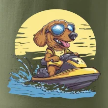 Jazvečík na vodnom skútri