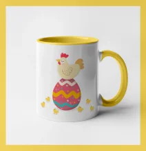 Sliepka sediaca na veľkonočnom vajci