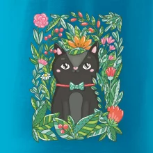 Mačka s kvetmi maľované