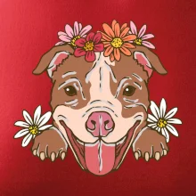 Americký stafordšírsky teriér hlava s kvetinami