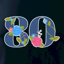 Kvetinové číslo kreslené - 80