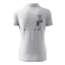 Kreslený rybár na pni