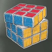 Rubikova kocka kreslená