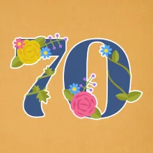 Kvetinové číslo kreslené - 70