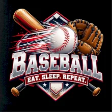 Baseballová pálka s rukavicou eat sleep repeat
