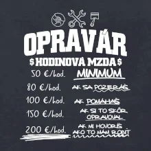 Hodinová mzda - opravár