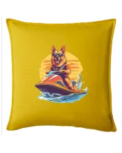 Nemecký ovčiak na vodnom skútri