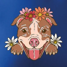 Americký stafordšírsky teriér hlava s kvetinami