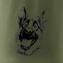 Čiernobiela karikatúra Nemecký ovčiak