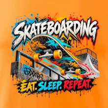 Skateboard ve street stylu eat sleep repeat