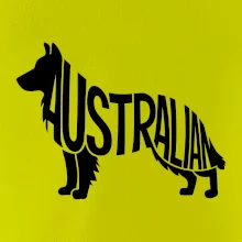 Austrálsky Ovčiak - nápis v tele