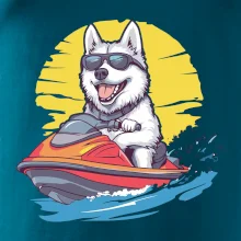 Husky na vodnom skútri
