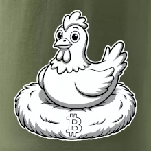Kurča sediace na bitcoinovom hniezde