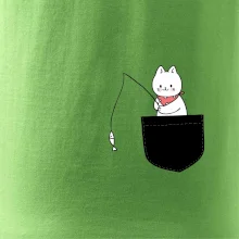 Mačka s rybou vo vrecku