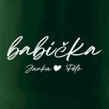 Babička Tričko s menami detí písacie písmo