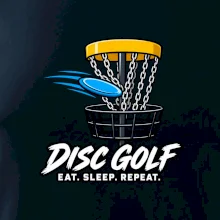 Discgolfový kôš s letiacim diskom eat sleep repeat