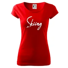 Skiing nápis lyžiar