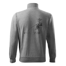 Kreslený rybár na pni