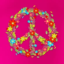 Peace symbol červené kvety