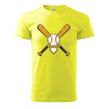 Zkřížené baseballové pálky a míček