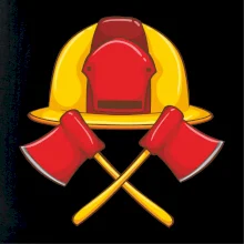 Hasičská helma a sekera Hasičská helma a sekera