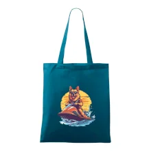 Nemecký ovčiak na vodnom skútri