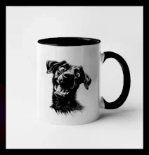 Čiernobiela karikatúra Labrador tmavý