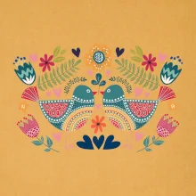 Folklór - dva farebné vtáčiky