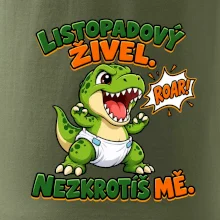 Listopadový živel zelený dinosaurus rex v plence