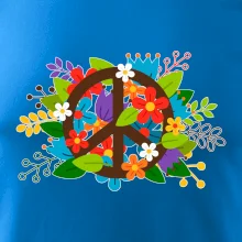 Peace symbol prerastený kvetinami