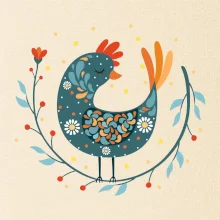 Folklór - sliepky s margarétkami