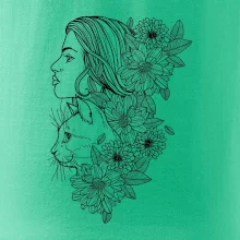 Žena a kočka - kreslená