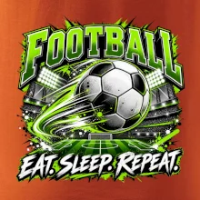 Futbalová lopta a štadión eat sleep repeat
