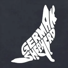 Nemecký ovčiak sediaci napis