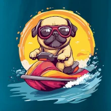 Mops na vodnom skútri