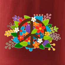 Peace symbol prerastený kvetinami