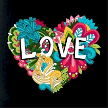 Love nápis květovaný