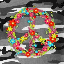 Peace symbol červené kvety