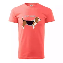 Basset hound pes s nápisom