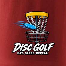 Discgolfový kôš s letiacim diskom eat sleep repeat