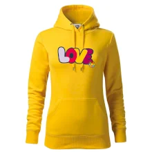 Love nápis s kvetinou