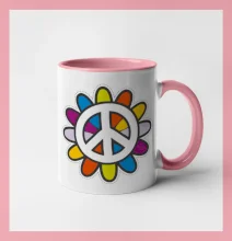 Peace symbol s kreslenou kvetinou